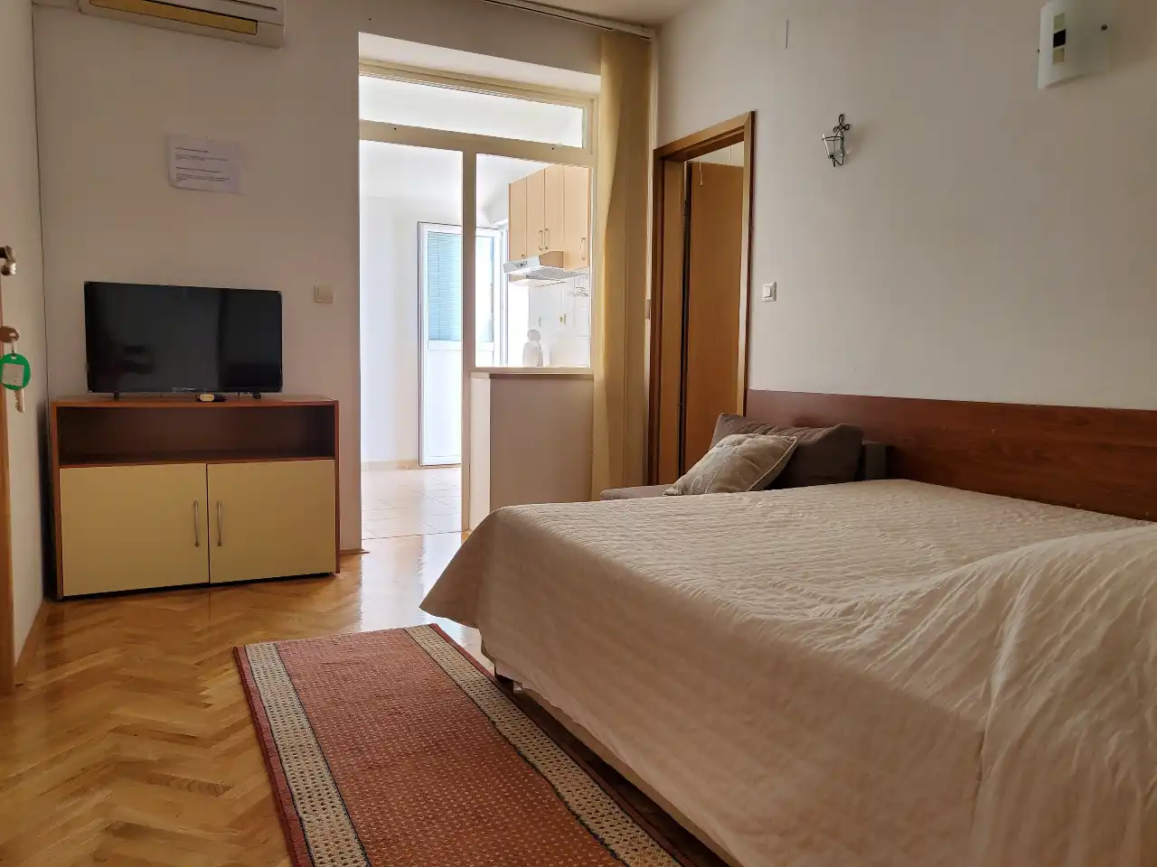 Bedroom in a second-floor apartment